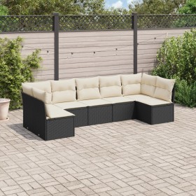 Garten-Essgruppe 7-teilig mit schwarzen Polstern aus synthetischem Rattan von , Gartensets - Ref: Foro24-3217426, Preis: 371,...