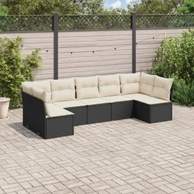 Set de comedor de jardín 7 pzas y cojines ratán sintético negro by , Garden sets - Ref: Foro24-3217426, Price: 390,31 €, Disc...