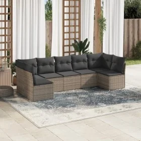 Set de sofás de jardín 7 piezas con cojines ratán PE gris by , Garden sets - Ref: Foro24-3217430, Price: 392,73 €, Discount: %