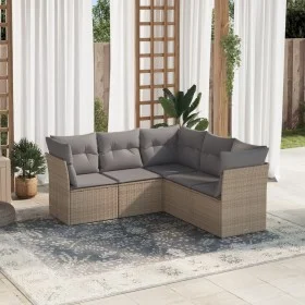 Gartensofa-Set mit Kissen, 5-teilig, beiges synthetisches Rattan von , Gartensets - Ref: Foro24-3217619, Preis: 316,69 €, Rab...