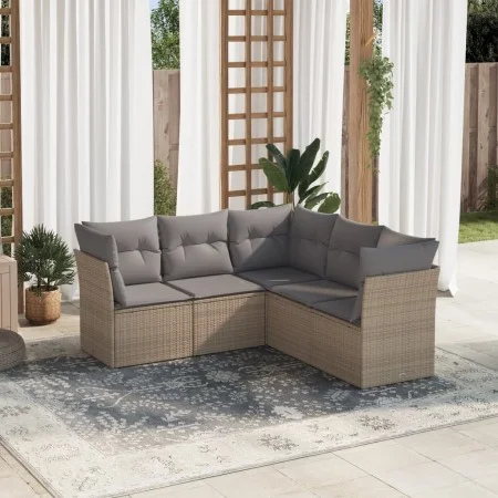 Gartensofa-Set mit Kissen, 5-teilig, beiges synthetisches Rattan von , Gartensets - Ref: Foro24-3217619, Preis: 316,69 €, Rab...