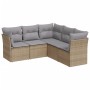 Gartensofa-Set mit Kissen, 5-teilig, beiges synthetisches Rattan von , Gartensets - Ref: Foro24-3217619, Preis: 323,81 €, Rab...