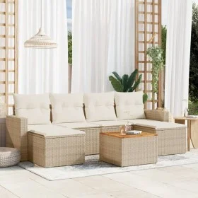 7-piece garden sofa set and beige synthetic rattan cushions by , Modular outdoor sofas - Ref: Foro24-3224245, Price: 421,77 €...