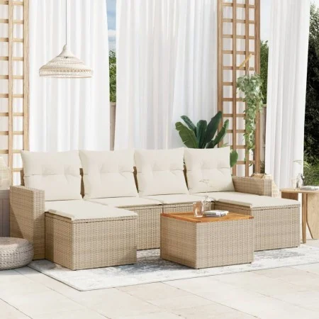 7-piece garden sofa set and beige synthetic rattan cushions by , Modular outdoor sofas - Ref: Foro24-3224245, Price: 421,77 €...