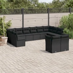 Set Gartensofas 12 Stück Kissen synthetisches Rattan schwarz von , Gartensets - Ref: Foro24-3218425, Preis: 734,48 €, Rabatt: %