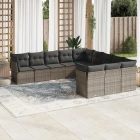 Garden sofa set 11 pieces and gray synthetic rattan cushions by , Garden sets - Ref: Foro24-3218410, Price: 635,89 €, Discoun...