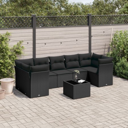 Set aus 8-teiligen Gartensofas und Kissen Kunstrattan schwarz von , Gartensets - Ref: Foro24-3249124, Preis: 519,71 €, Rabatt: %