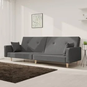Two-seater sofa bed with two light gray fabric pillows. by , Sofas - Ref: Foro24-375741, Price: 275,96 €, Discount: %