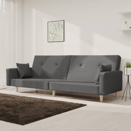 Two-seater sofa bed with two light gray fabric pillows. by , Sofas - Ref: Foro24-375741, Price: 280,83 €, Discount: %