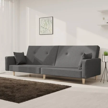 Two-seater sofa bed with two light gray fabric pillows. by , Sofas - Ref: Foro24-375741, Price: 275,96 €, Discount: %