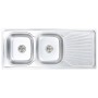 Doppelbeckenspüle mit Sieb und Siphon aus Edelstahl von vidaXL, Sinkt - Ref: Foro24-145075, Preis: 186,45 €, Rabatt: %