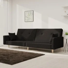 Two-seater sofa bed with two black fabric pillows. by , Sofas - Ref: Foro24-375743, Price: 285,75 €, Discount: %