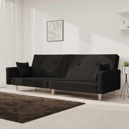 Two-seater sofa bed with two black fabric pillows. by , Sofas - Ref: Foro24-375743, Price: 290,82 €, Discount: %