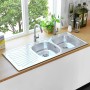 Doppelbeckenspüle mit Sieb und Siphon aus Edelstahl von vidaXL, Sinkt - Ref: Foro24-145075, Preis: 186,45 €, Rabatt: %