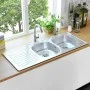 Double sink with stainless steel strainer and siphon by vidaXL, Sinks - Ref: Foro24-145075, Price: 181,05 €, Discount: %
