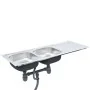 Fregadero de doble seno con colador y sifón de acero inoxidable de vidaXL, Fregaderos - Ref: Foro24-145075, Precio: 181,05 €,...