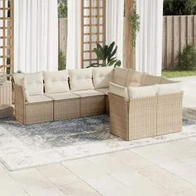 Garden sofa set with beige cushions, 8 pieces, PE rattan. by , Garden sets - Ref: Foro24-3218588, Price: 548,86 €, Discount: %