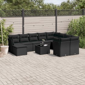11-piece garden sofa set and black synthetic rattan cushions by , Garden sets - Ref: Foro24-3218595, Price: 649,04 €, Discoun...