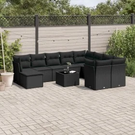 11-piece garden sofa set and black synthetic rattan cushions by , Garden sets - Ref: Foro24-3218595, Price: 661,00 €, Discoun...