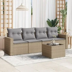 Gartensofa-Set mit Kissen, 5-teilig, beiges synthetisches Rattan von , Gartensets - Ref: Foro24-3218679, Preis: 301,76 €, Rab...
