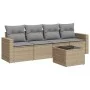Gartensofa-Set mit Kissen, 5-teilig, beiges synthetisches Rattan von , Gartensets - Ref: Foro24-3218679, Preis: 301,76 €, Rab...