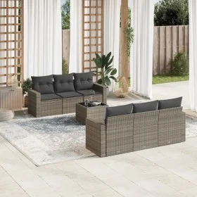 7-piece garden sofa set with gray PE rattan cushions by , Garden sets - Ref: Foro24-3218700, Price: 439,45 €, Discount: %