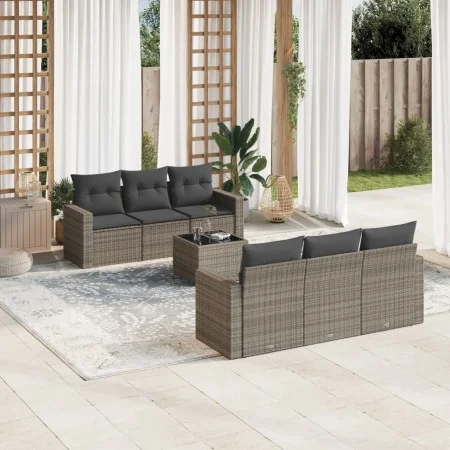 7-teilige Gartensofagarnitur mit grauen PE-Rattankissen von , Gartensets - Ref: Foro24-3218700, Preis: 439,45 €, Rabatt: %
