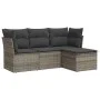 Garden sofa set 4 pieces with gray synthetic rattan cushions by , Garden sets - Ref: Foro24-3217540, Price: 226,37 €, Discoun...