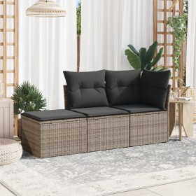 3-teiliges Gartensofa-Set und graue synthetische Rattankissen von , Gartensets - Ref: Foro24-3217470, Preis: 169,58 €, Rabatt: %