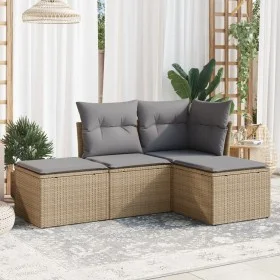 Garden sofa set with 4-piece synthetic rattan beige cushions by , Garden sets - Ref: Foro24-3217479, Price: 218,05 €, Discoun...