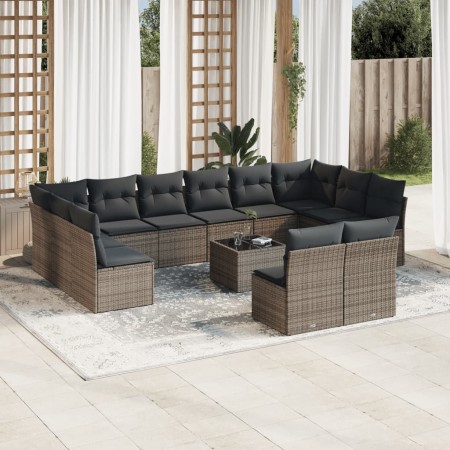 Garden sofa set with cushions 13 pieces gray synthetic rattan by , Garden sets - Ref: Foro24-3218380, Price: 706,36 €, Discou...