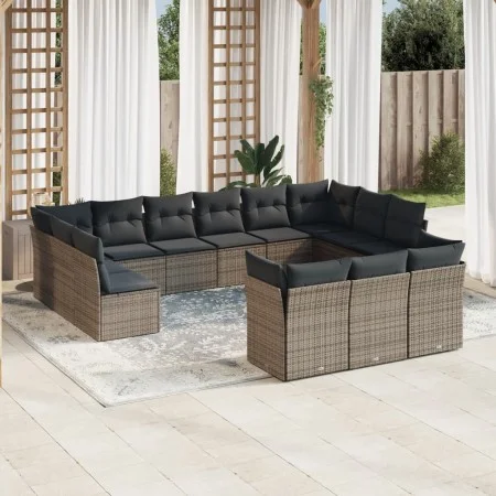 Gartensofa-Set mit Kissen 13-teilig synthetisches Rattangrau von , Gartensets - Ref: Foro24-3218450, Preis: 776,54 €, Rabatt: %