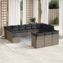 Set of garden sofas with 13 pieces of gray synthetic rattan cushions by , Garden sets - Ref: Foro24-3218450, Price: 776,83 €,...
