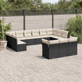 Garden sofa set with 13-piece black synthetic rattan cushions by , Garden sets - Ref: Foro24-3218446, Price: 735,01 €, Discou...