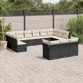 Set aus Gartensofas und Kissen 13 Stück synthetisches Rattan schwarz von , Gartensets - Ref: Foro24-3218446, Preis: 771,44 €,...