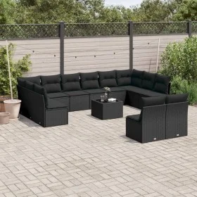 Set aus Gartensofas und Kissen 13 Stück synthetisches Rattan schwarz von , Gartensets - Ref: Foro24-3218375, Preis: 771,76 €,...
