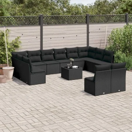 Set aus Gartensofas und Kissen 13 Stück synthetisches Rattan schwarz von , Gartensets - Ref: Foro24-3218375, Preis: 770,84 €,...