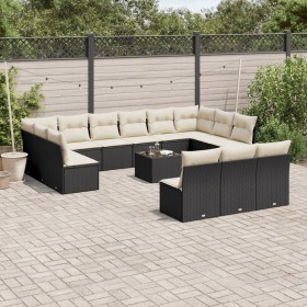Set sofás de jardín 14 pzas con cojines ratán sintético negro de , Conjuntos de jardín - Ref: Foro24-3218396, Precio: 752,83 ...