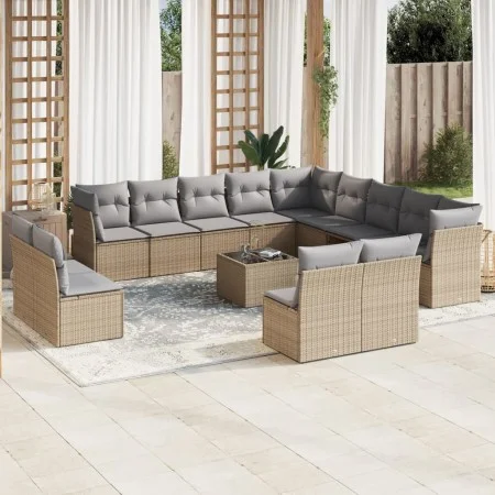 14-teiliges Gartensofa-Set mit beigen synthetischen Rattankissen von , Gartensets - Ref: Foro24-3218499, Preis: 868,45 €, Rab...