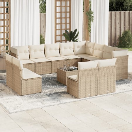 Garden set with 13-piece synthetic rattan beige cushions. by , Garden sets - Ref: Foro24-3218478, Price: 824,31 €, Discount: %
