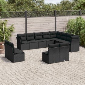 Garden sofa set 12 pieces with black synthetic rattan cushions by , Garden sets - Ref: Foro24-3218465, Price: 735,51 €, Disco...