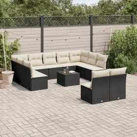 Gartensofa-Set 12-teilig mit schwarzen synthetischen Rattankissen von , Gartensets - Ref: Foro24-3218356, Preis: 634,83 €, Ra...