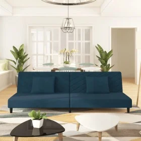 2-Sitzer-Schlafsofa mit zwei blauen Samtkissen von , Sofas - Ref: Foro24-375909, Preis: 246,01 €, Rabatt: %