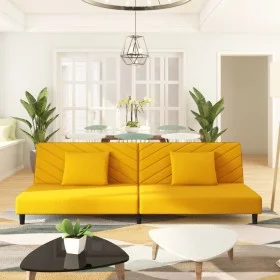 Two-seater sofa bed with two yellow velvet pillows by , Sofas - Ref: Foro24-375916, Price: 253,18 €, Discount: %