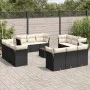 Garden sofa and cushion set 13 pieces black synthetic rattan by , Garden sets - Ref: Foro24-3217336, Price: 845,48 €, Discoun...