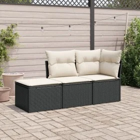 Garden sofa set with 3-piece black synthetic rattan cushions by , Garden sets - Ref: Foro24-3217466, Price: 170,37 €, Discoun...