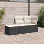 Garden sofa set with 3-piece black synthetic rattan cushions by , Garden sets - Ref: Foro24-3217466, Price: 161,12 €, Discoun...