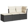 Garden sofa set with 3-piece black synthetic rattan cushions by , Garden sets - Ref: Foro24-3217466, Price: 161,12 €, Discoun...