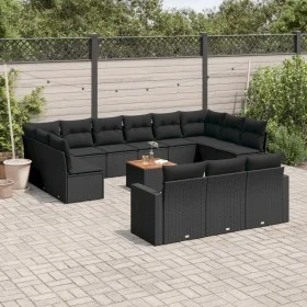 Set sofás de jardín 14 pzas con cojines ratán sintético negro by , Modular outdoor sofas - Ref: Foro24-3224361, Price: 876,32...