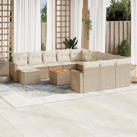 Garden sofa set with cushions 13 pieces beige synthetic rattan by , Modular outdoor sofas - Ref: Foro24-3224427, Price: 830,7...